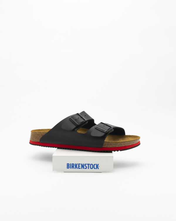 Arizona Sandalo Birkenstock – Nero Suola Rossa